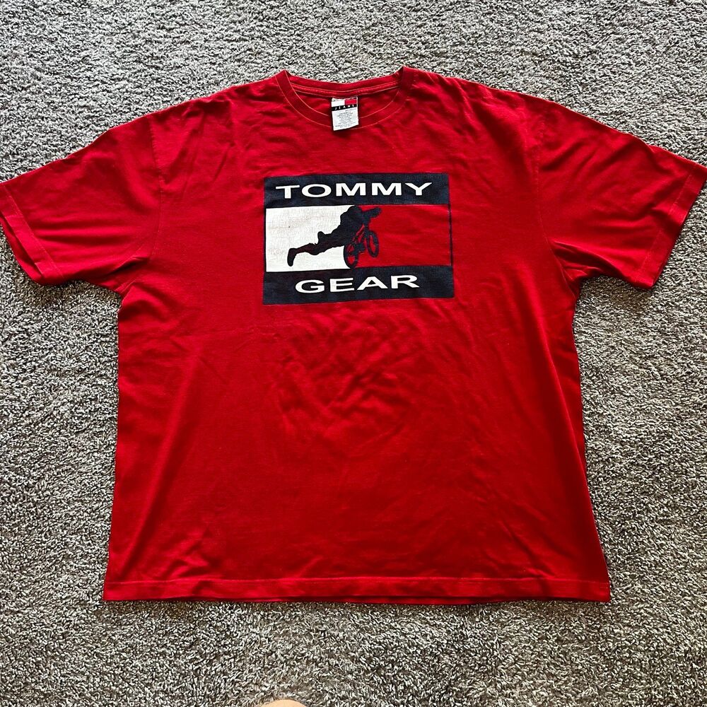 VTG‎ Y2K Tommy Hilfiger “Tommy Gear” T Shirt Red Mens Size 2XL